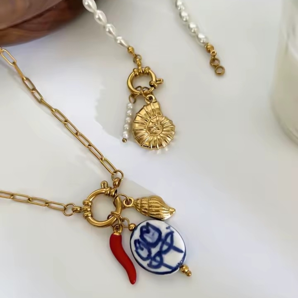 18 KT Gold Over Titanium Necklace Set